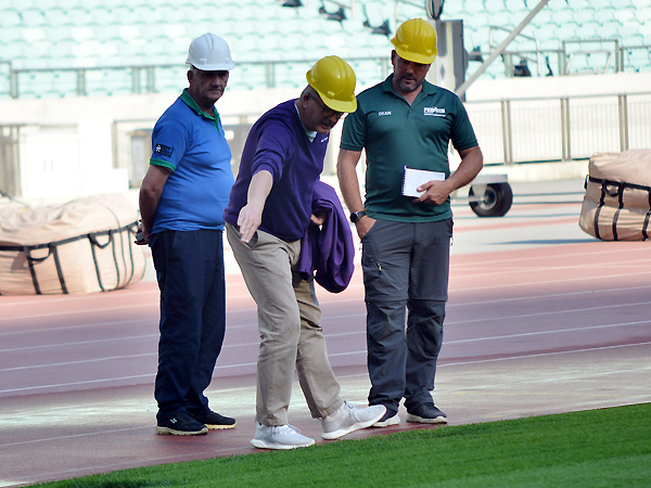 Inspection of grass turf at BOS