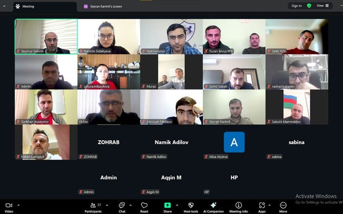 Online meeting with club representatives