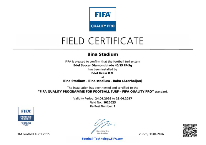 FIFA Field Certification for Bina Stadium