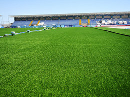 Bayıl stadionunda yenidənqurma işləri davam edir (fotolar)