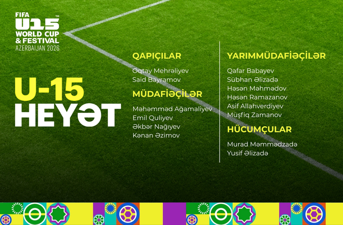 FIFA U-15 Dünya Çempionatı və Festivalında iştirak edəcək milli komandamızın heyəti açıqlanıb}